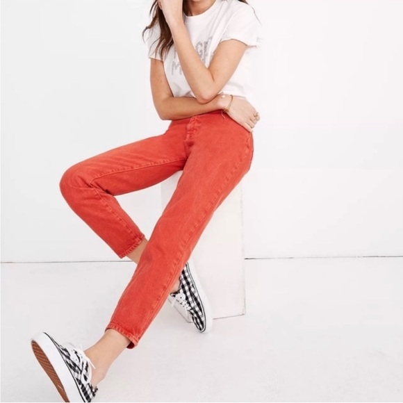 Madewell The Mom Jean High Rise in Red Size 29. NWT! - Picture 2 of 11